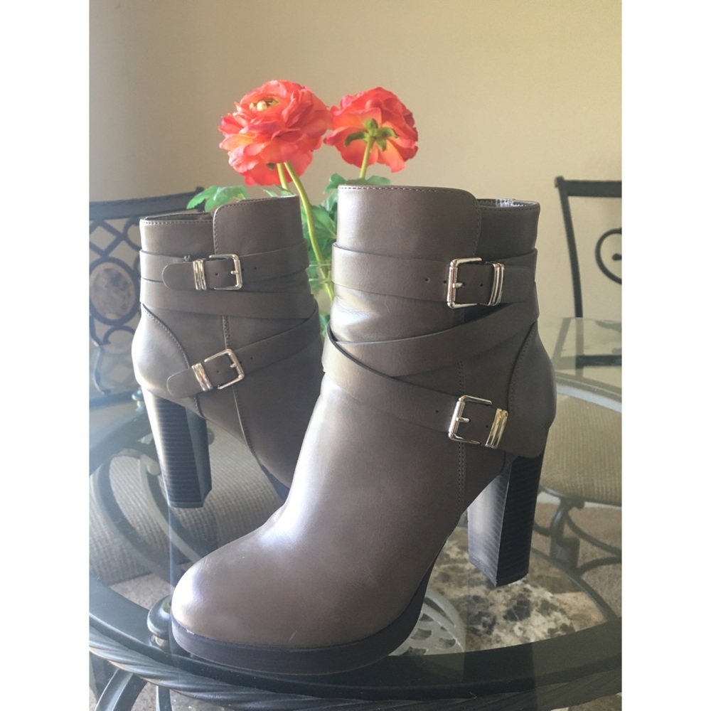 Forever 21 Taupe Block Heel Booties